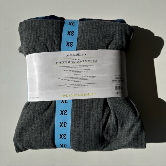 Eddie Bauer Ladies 3 Pc. Sleep Set Waffle Fleece RED PLAID 3XL - Picture 5 of 8